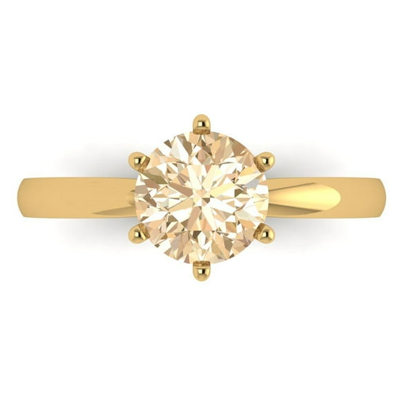 Solitaire Engagement Ring for Women - 1.5ct Natural Morganite in 14K Yellow Gold Promise Ring