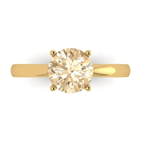 1.5 ctw Solitaire Anniversary Ring for Women | Round Cut Natural Morganite | Hyperallergenic Solid 14K Yellow Gold