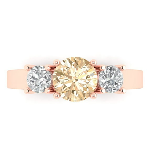1.5 ct Round Cut Natural Morganite Three-Stone Engagement Ring for Women in 14K Rose Gold