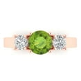 thumbnail image 1 of 1.5 ctw 3 Stone Anniversary Ring for Women | Round Cut Natural Peridot | Hyperallergenic Solid 14K Rose Gold, 1 of 5