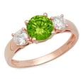 thumbnail image 1 of 1.5 ct Round Cut Natural Peridot 3 Stone 18K Rose Gold Womens Engagement Ring, 1 of 4
