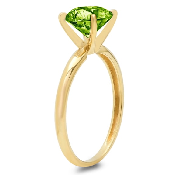 1.5 ct Round Cut Natural Peridot Solitaire Engagement Ring for Women in 18K Yellow Gold