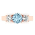 thumbnail image 1 of 1.5 ct Round Cut Natural Sky Blue Topaz 3 Stone 14K Rose Gold Womens Engagement Ring, 1 of 5