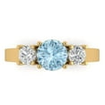 thumbnail image 1 of 1.5 ct Round Cut Natural Sky Blue Topaz 3 Stone 14K Yellow Gold Womens Engagement Ring, 1 of 5