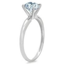 1.5 ct Round Cut Natural Sky Blue Topaz Solitaire Engagement Ring for Women in 18K White Gold
