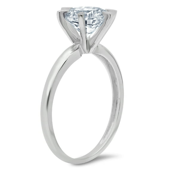 1.5 ct Round Cut Natural Swiss Blue Topaz Solitaire Engagement Ring for Women in 18K White Gold