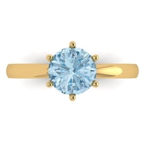 1.5 ct Round Cut Natural Swiss Blue Topaz Solitaire Engagement Ring for Women in 18K Yellow Gold