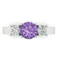 thumbnail image 1 of 1.5 ctw 3 Stone Anniversary Ring for Women | Round Cut Simulated Alexandrite | Hyperallergenic Solid 14K White Gold, 1 of 8