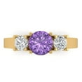 thumbnail image 1 of Clara Pucci 14K Yellow Gold Solid Gold Alexandrite Three-Stone Anniversary Ring for Women - 1.5 cttw Round Cut, 1 of 8