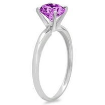 1.5 ct Round Cut Simulated Alexandrite Solitaire Engagement Ring for Women in 18K White Gold