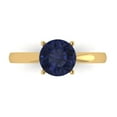 thumbnail image 1 of 1.5 ct Round Cut Simulated Blue Sapphire Solitaire 14K Yellow Gold Womens Engagement Ring, 1 of 5