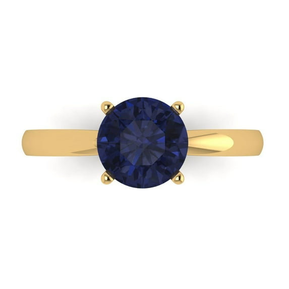 Clara Pucci 14K Yellow Gold 1.5ct BlueSapphire Solitaire Ring for Women