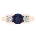 thumbnail image 1 of 1.5 ct Round Cut Simulated Blue Sapphire Three-Stone Engagement Ring for Women in 18K Rose Gold, 1 of 5