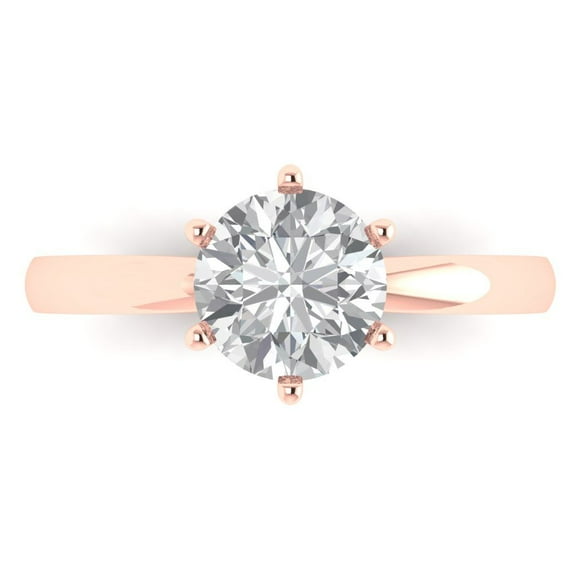 1.5 ctw Solitaire Anniversary Ring for Women | Round Cut Zirconia Diamond | Hyperallergenic Solid 18K Rose Gold