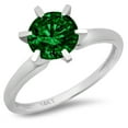 thumbnail image 1 of 1.5 ct Round Cut Simulated Emerald Solitaire 14K White Gold Womens Engagement Ring, 1 of 3
