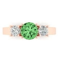 thumbnail image 1 of Clara Pucci 14K Rose Gold Solid Gold Green Three-Stone Anniversary Ring for Women - 1.5 cttw Round Cut, 1 of 8