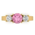 thumbnail image 1 of Clara Pucci 14K Yellow Gold Solid Gold Pink Three-Stone Anniversary Ring for Women - 1.5 cttw Round Cut, 1 of 8
