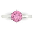 thumbnail image 1 of Clara Pucci 14K White Gold Solid Gold Pink Solitaire Anniversary Ring for Women - 1.5 cttw Round Cut, 1 of 8
