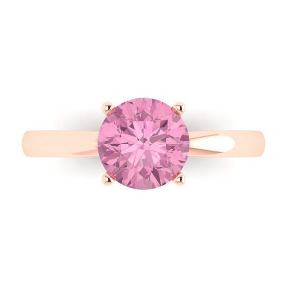 1.5 ctw Solitaire Anniversary Ring for Women | Round Cut Simulated Pink Diamond | Hyperallergenic Solid 18K Rose Gold