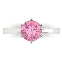 1.5 ctw Solitaire Anniversary Ring for Women | Round Cut Simulated Pink Diamond | Hyperallergenic Solid 18K White Gold