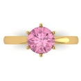 thumbnail image 1 of 1.5 ctw Solitaire Anniversary Ring for Women | Round Cut Simulated Pink Diamond | Hyperallergenic Solid 18K Yellow Gold, 1 of 5