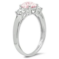 1.5 ct Round Cut Simulated Pink Diamond Three-Stone Engagement Ring for Women in 18K White Gold