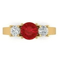 thumbnail image 1 of 1.5 ctw 3 Stone Anniversary Ring for Women | Round Cut Simulated Pink Tourmaline | Hyperallergenic Solid 18K Yellow Gold, 1 of 5