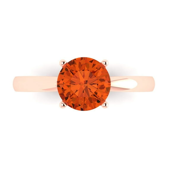 Clara Pucci 14K Rose Gold 1.5ct Red Solitaire Ring for Women