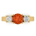 thumbnail image 1 of 1.5 ct Round Cut Simulated Red Diamond Three-Stone Engagement Ring for Women in 18K Yellow Gold, 1 of 5