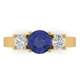 thumbnail image 1 of 1.5 ctw 3 Stone Anniversary Ring for Women | Round Cut Simulated Tanzanite | Hyperallergenic Solid 18K Yellow Gold, 1 of 5