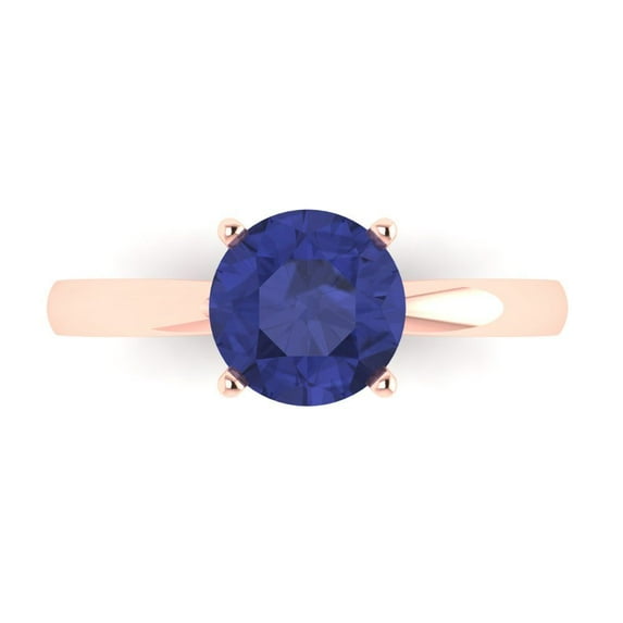 1.5 ctw Solitaire Anniversary Ring for Women | Round Cut Simulated Tanzanite | Hyperallergenic Solid 14K Rose Gold