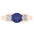 thumbnail image 1 of 1.5 ct Round Cut Simulated Tanzanite Three-Stone Engagement Ring for Women in 18K Rose Gold, 1 of 5