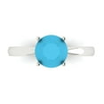 thumbnail image 1 of 1.5 ctw Solitaire Anniversary Ring for Women | Round Cut Simulated Turquoise | Hyperallergenic Solid 18K White Gold, 1 of 5