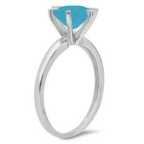 1.5 ct Round Cut Simulated Turquoise Solitaire Engagement Ring for Women in 18K White Gold