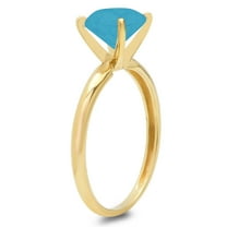 1.5 ct Round Cut Simulated Turquoise Solitaire Engagement Ring for Women in 18K Yellow Gold