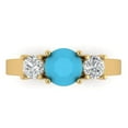 thumbnail image 1 of 1.5 ct Round Cut Simulated Turquoise Three-Stone Engagement Ring for Women in 18K Yellow Gold, 1 of 5