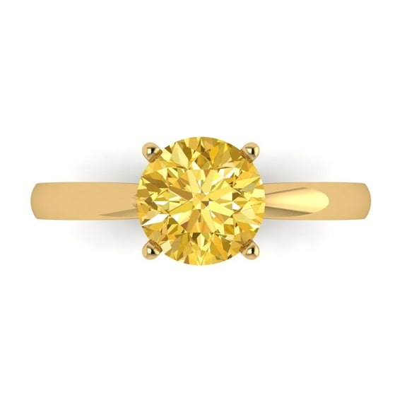 1.5 ct Round Cut Simulated Yellow Diamond Solitaire Engagement Ring for Women in 14K Yellow Gold