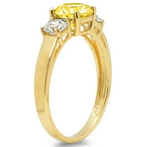 1.5 ct Round Cut Simulated Yellow Diamond Three-Stone Engagement Ring for Women in 14K Yellow Gold