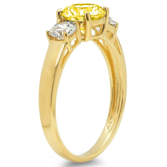 1.5 ct Round Cut Simulated Yellow Diamond Three-Stone Engagement Ring for Women in 14K Yellow Gold