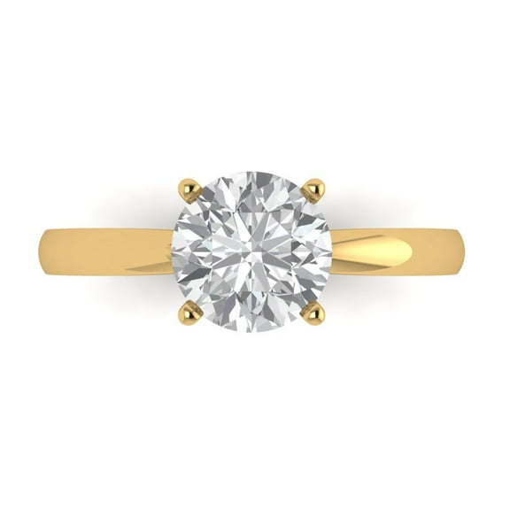 1.5 ct Round Cut White Sapphire Solitaire Engagement Ring for Women in 14K Yellow Gold