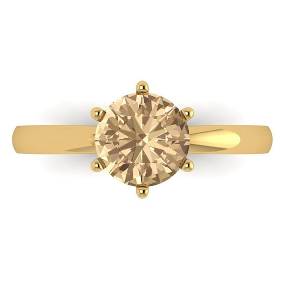 1.5 ct Round Cut Yellow Moissanite Solitaire 14K Yellow Gold Womens Engagement Ring