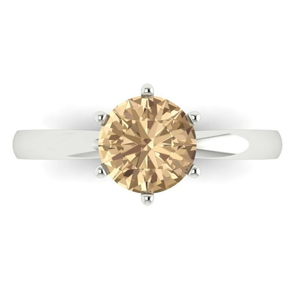 Clara Pucci 14K White Gold 1.5ct YellowMoissanite Solitaire Ring for Women