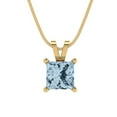 thumbnail image 1 of 1.5 ct princess cut natural sky blue topaz 14k yellow hypoallergenic Solid gold Designer Everyday Affordable Dainty Necklace Pendant + 18" hypoallergenic Solid gold chain, 1 of 6