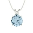 thumbnail image 1 of 1.5 ct round cut blue Crystal 14k white hypoallergenic Solid gold Designer Everyday Affordable Dainty Necklace Pendant + 18" hypoallergenic Solid gold chain, 1 of 6