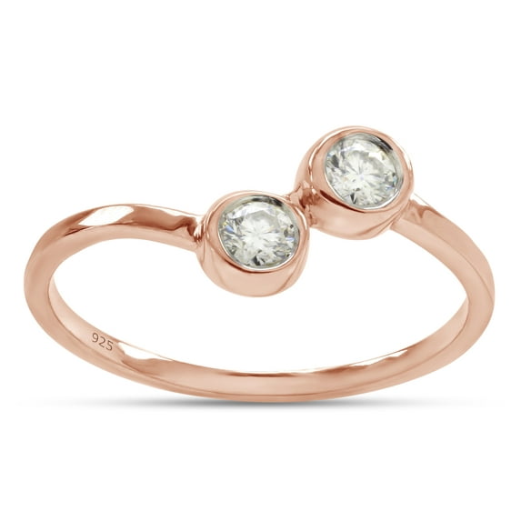 1/5 ct.t.w Round Cut Lab Created Moissanite Diamond Solitaire Bypass Love Promise Ring For Women In 14K Rose Gold Over Sterling Silver(G-H Color, VVS1 Clarity, 0.20 Cttw)-5.5