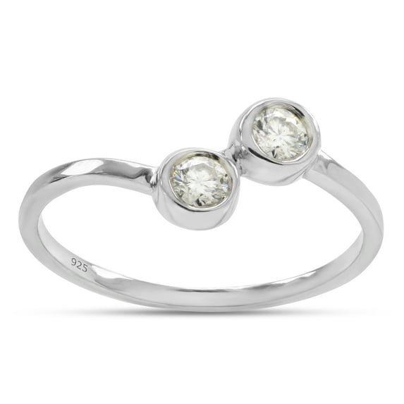1/5 ct.t.w Round Cut Lab Created Moissanite Diamond Solitaire Bypass Love Promise Ring For Women In 14K White Gold Over Sterling Silver(G-H Color, VVS1 Clarity, 0.20 Cttw)-7