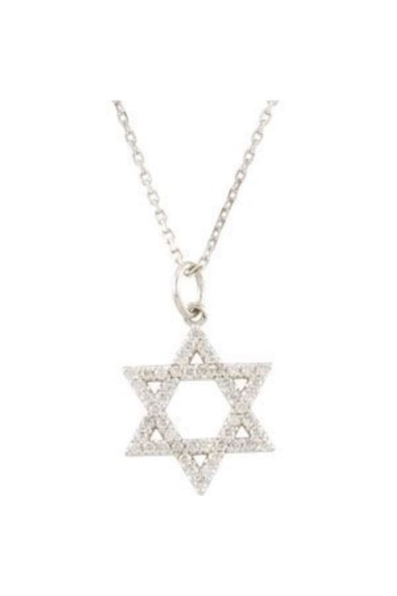 1/5 ct tw Diamond Star of David Necklace in 14k White Gold