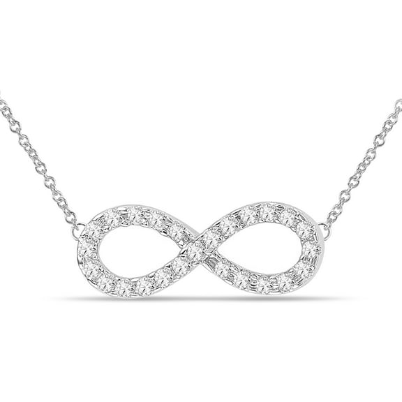 1/5 cttw Moissanite Sideways Infinity Pendant Necklace for Women D Color VVS1 Simulated Diamond 18k White Gold Plated Sterling Silver