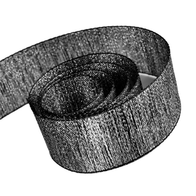 1.5 in. 50 Yards Casual Chic Lurex Tape Ribbon- Black & Silver