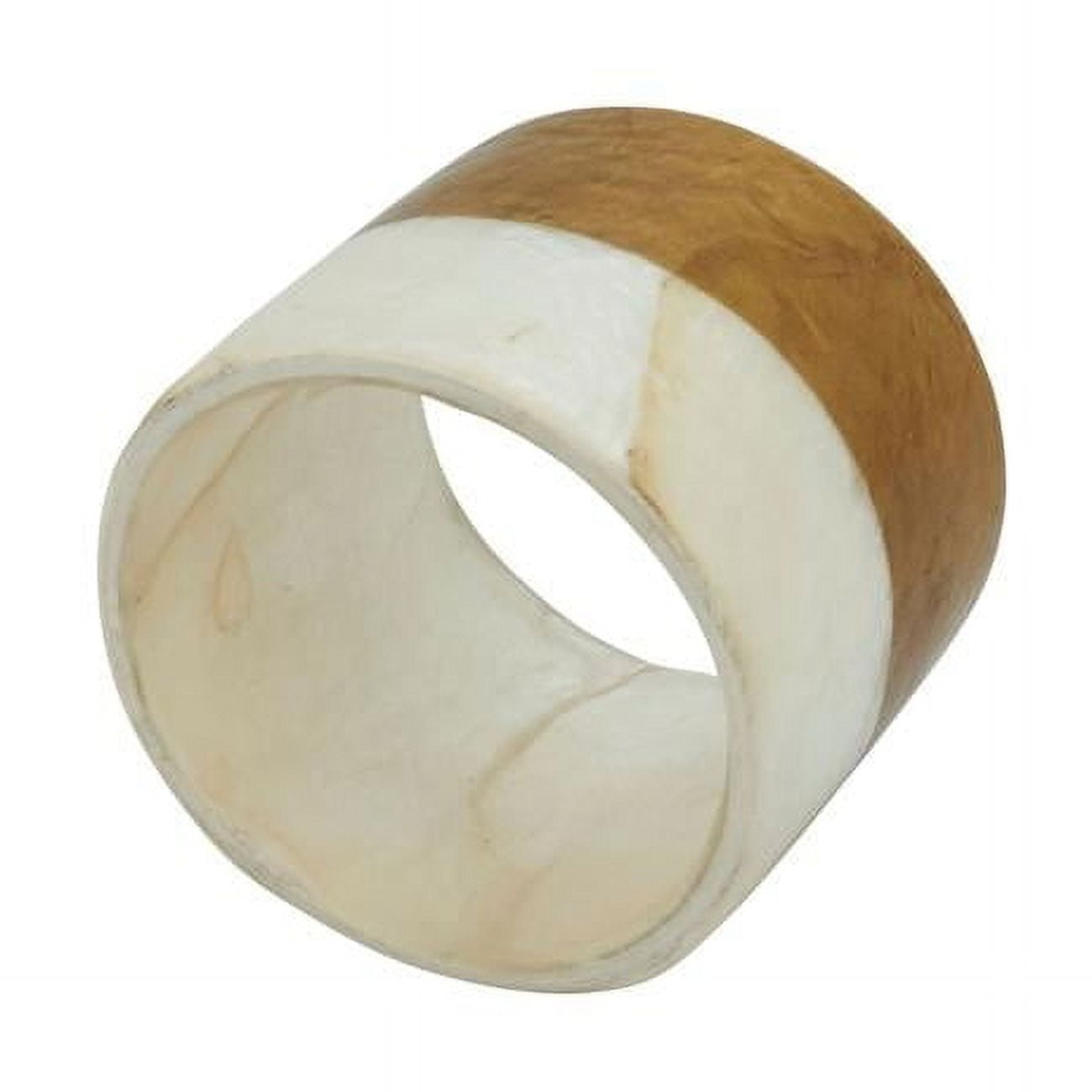 Gold and White Capiz Table Napkin Rings, Set of 4